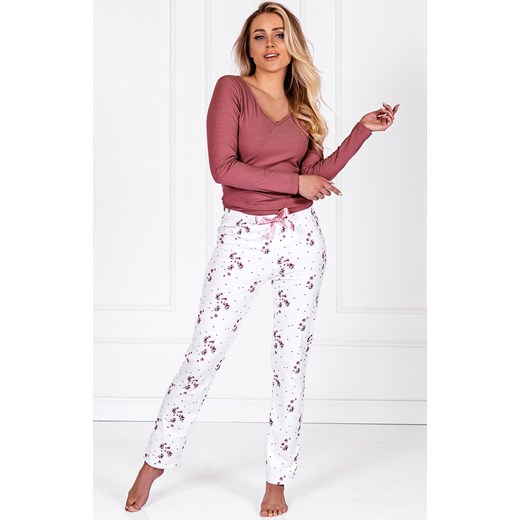 Piżama bawełniana Anabelle, Kolor różowo-biały, Rozmiar S, Momenti per me ze sklepu Intymna w kategorii Piżamy damskie - zdjęcie 149422202