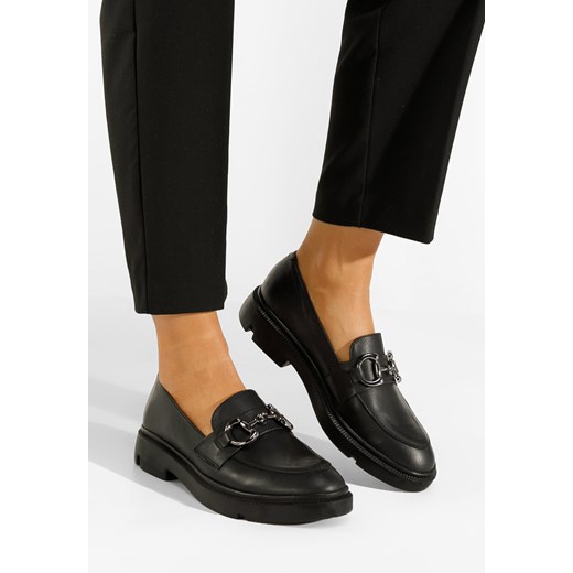 Czarne mokasyny damskie skórzane Duquesa Zapatos 39 promocja Zapatos