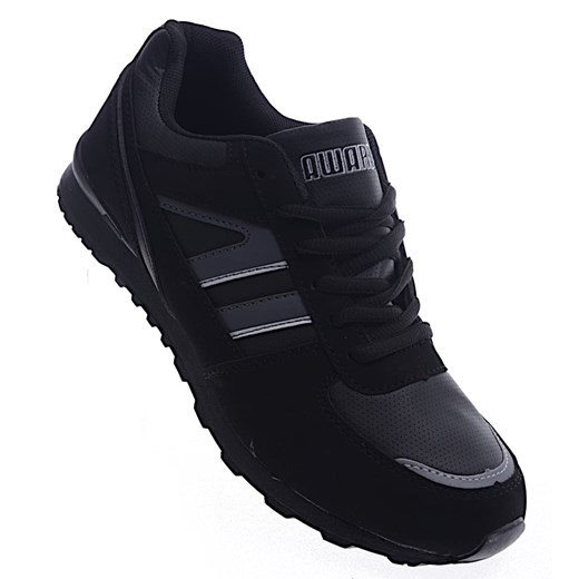 Sznurowane czarne buty sportowe /G12-1 13163 T484/ ze sklepu Pantofelek24.pl w kategorii Trampki męskie - zdjęcie 149438704