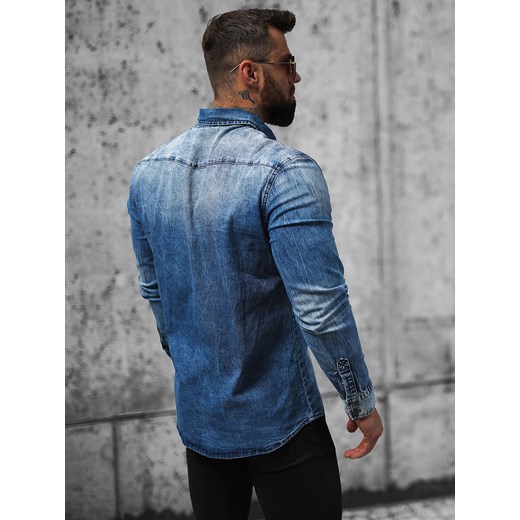 Koszula męska jeansowa ciemno-niebieska OZONEE NB/MC710BS Ozonee XXL promocja ozonee.pl