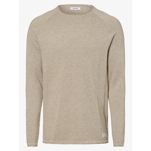 Jack & Jones Sweter męski Mężczyźni Bawełna beżowy jednolity ze sklepu vangraaf w kategorii Swetry męskie - zdjęcie 149450933