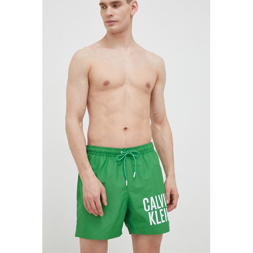 Calvin Klein szorty kąpielowe kolor zielony ze sklepu ANSWEAR.com w kategorii Kąpielówki - zdjęcie 149462861