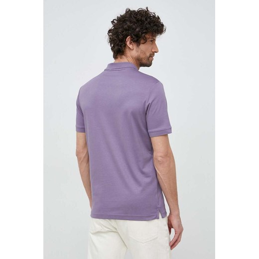 Calvin Klein polo bawełniane kolor fioletowy gładki Calvin Klein M ANSWEAR.com