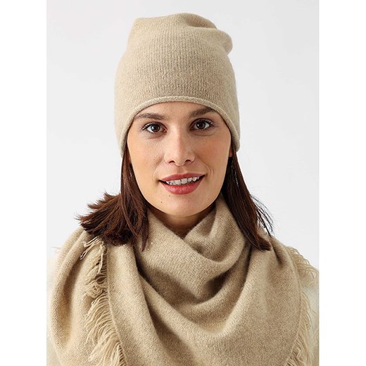Kaszmirowa czapka beanie w kolorze beżowym Zwillingsherz onesize promocja Limango Polska