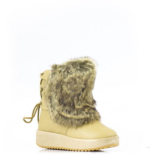 Beżowe Śniegowce Beige Snow Boots with Cod Line born2be-pl szary ekologiczne