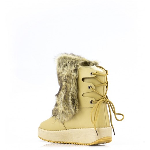Beżowe Śniegowce Beige Snow Boots with Cod Line born2be-pl szary materiałowe