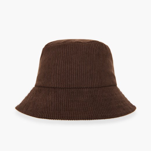 Cropp - Sztruksowy kapelusz bucket hat - Brązowy Cropp Uniwersalny okazja Cropp