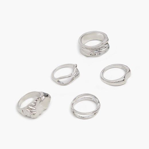Cropp - 5 pack pierścionków - Srebrny Cropp Uniwersalny okazyjna cena Cropp