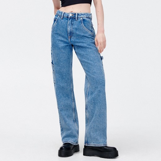 Cropp - Jeansy straight cargo - Niebieski Cropp 42 promocja Cropp