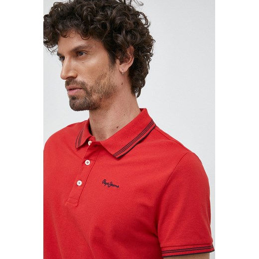 Pepe Jeans polo bawełniane Jett kolor czerwony gładki Pepe Jeans L ANSWEAR.com