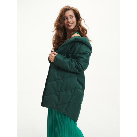 Reserved - Pikowany płaszcz - Zielony Reserved 36 promocyjna cena Reserved