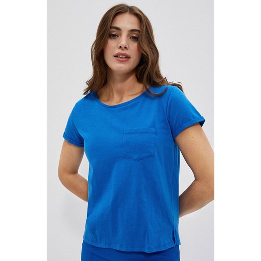 Bawełniany t-shirt z kieszonką w kolorze niebieskim, Kolor niebieski, Rozmiar M, XL Primodo