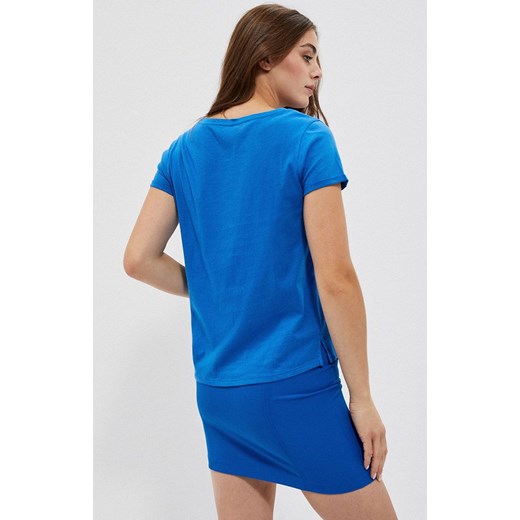 Bawełniany t-shirt z kieszonką w kolorze niebieskim, Kolor niebieski, Rozmiar M, M Primodo