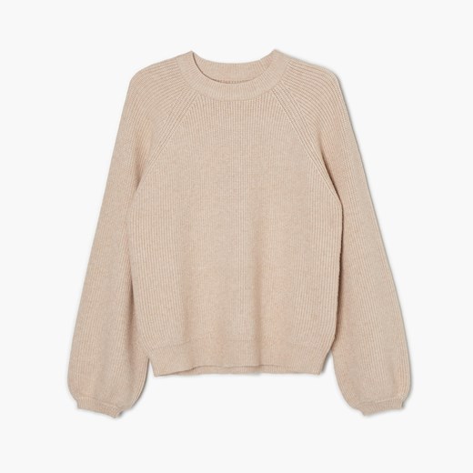 Cropp - Beżowy sweter z szerokimi rękawami - Beżowy Cropp M okazja Cropp