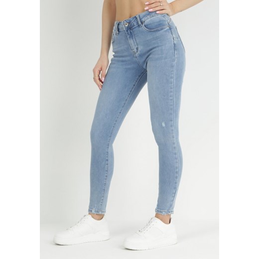 Niebieskie Jeansy Skinny Push Up Oseth XS okazyjna cena Born2be Odzież