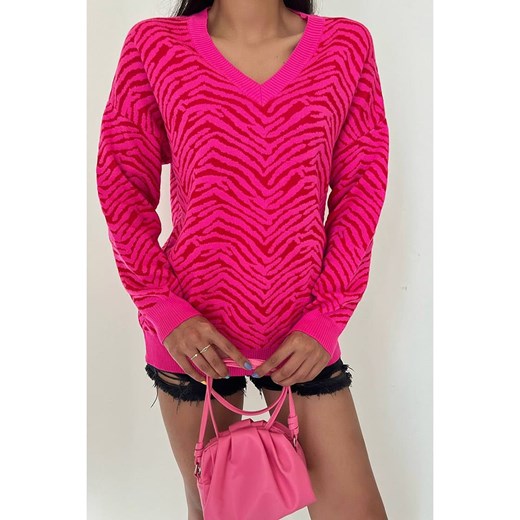 Sweter w kolorze różowym ze wzorem Jumeon onesize okazja Limango Polska