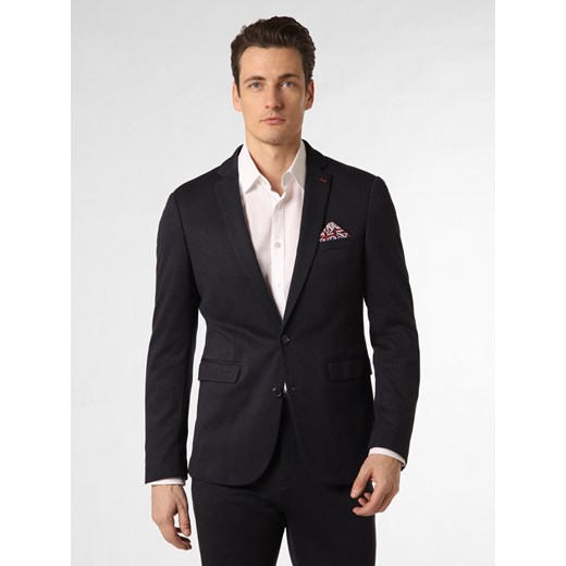 Finshley & Harding London Męska marynarka od garnituru modułowego Mężczyźni Slim Fit granatowy marmurkowy ze sklepu vangraaf w kategorii Marynarki męskie - zdjęcie 149518123