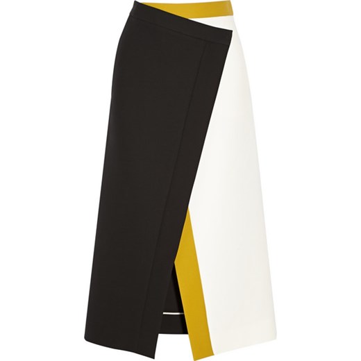 Color-block cotton-crepe wrap skirt net-a-porter czarny bawełniane