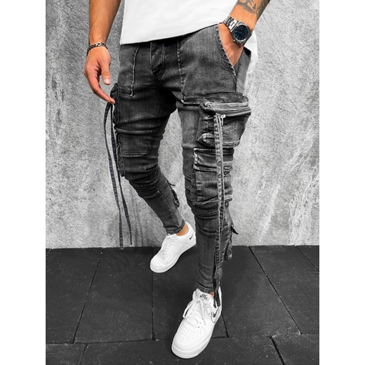 Spodnie jeansowe męskie czarne OZONEE O/B6505 ze sklepu ozonee.pl w kategorii Jeansy męskie - zdjęcie 149521780