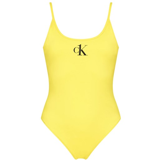 Calvin Klein Swimwear Strój kąpielowy Scoop Back KW0KW01341 Żółty XS okazja MODIVO