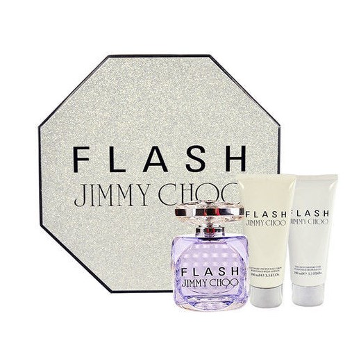 Jimmy Choo Flash W Zestaw perfum Edp 100ml + 100ml Balsam + 100ml Żel pod prysznic e-glamour zielony balsamy