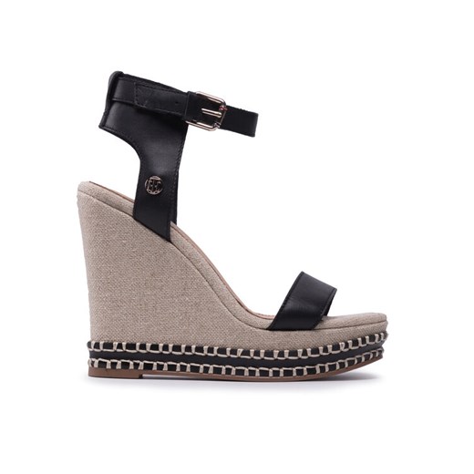 Tommy Hilfiger Sandały Elevated Signature Wedge Sandal FW0FW06296 Czarny Tommy Hilfiger 39 wyprzedaż MODIVO