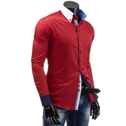 Koszula z długim rękawem (dx0734) - Czerwony dstreet brazowy bawełniane