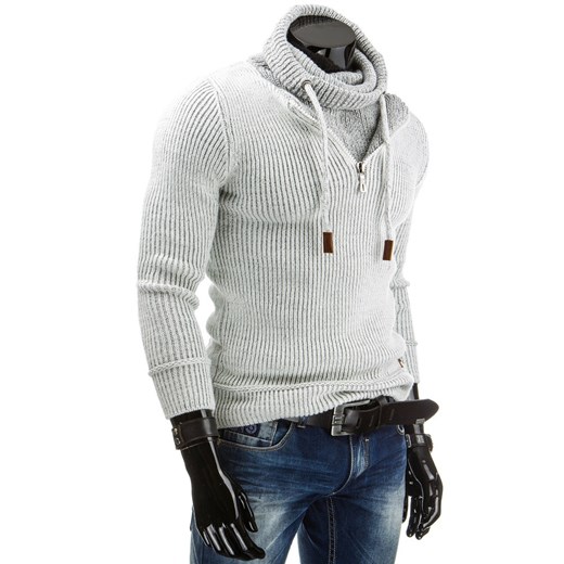 Sweter (wx0517) - Biały dstreet bialy abstrakcyjne wzory