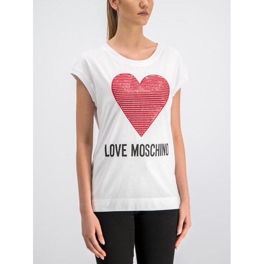 LOVE MOSCHINO T-Shirt W4G7901M3517 Biały Regular Fit Love Moschino 42 MODIVO promocyjna cena