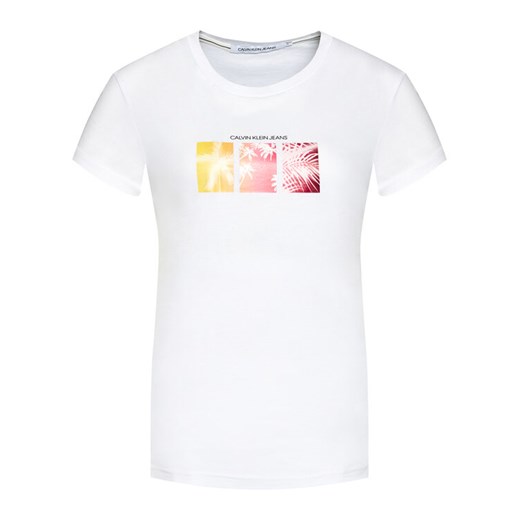 Calvin Klein Jeans T-Shirt Crew Neck Logo J20J216463 Biały Regular Fit XS MODIVO promocyjna cena