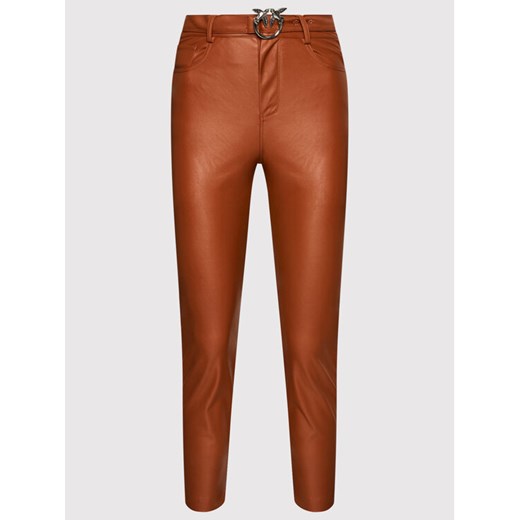 Pinko Spodnie z imitacji skóry Susan AI 21-22 BLK01 1G16WU 7105 Brązowy Skinny Pinko 38 okazyjna cena MODIVO