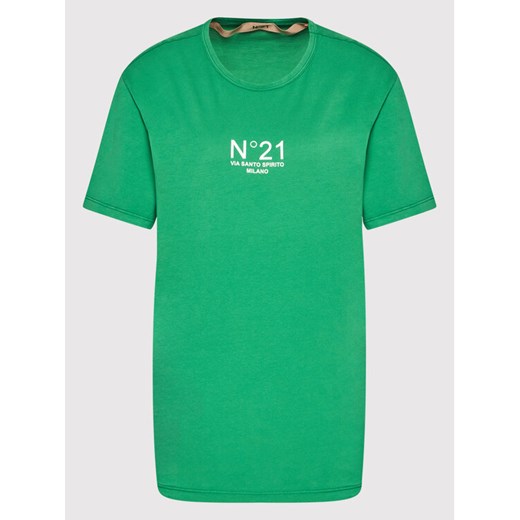 N°21 T-Shirt 22E N2M0 F051 6322 Zielony Relaxed Fit N°21 46 okazyjna cena MODIVO