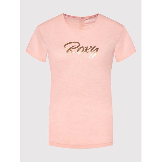 Roxy T-Shirt ERJZT05266 Różowy Regular Fit XS MODIVO okazyjna cena