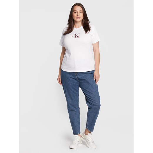 Calvin Klein Jeans Plus T-Shirt J20J217518 Biały Regular Fit XXL okazja MODIVO