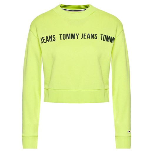 Tommy Jeans Bluza Cropped Tape Crew DW0DW09793 Zielony Regular Fit Tommy Jeans S MODIVO wyprzedaż