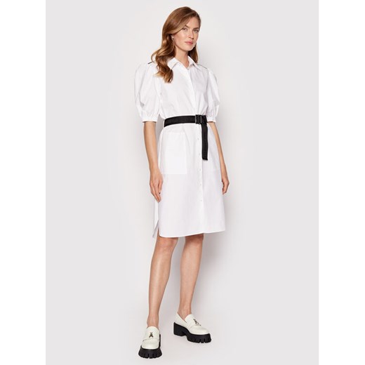 KARL LAGERFELD Sukienka koszulowa 221W1301 Biały Regular Fit Karl Lagerfeld 44 wyprzedaż MODIVO