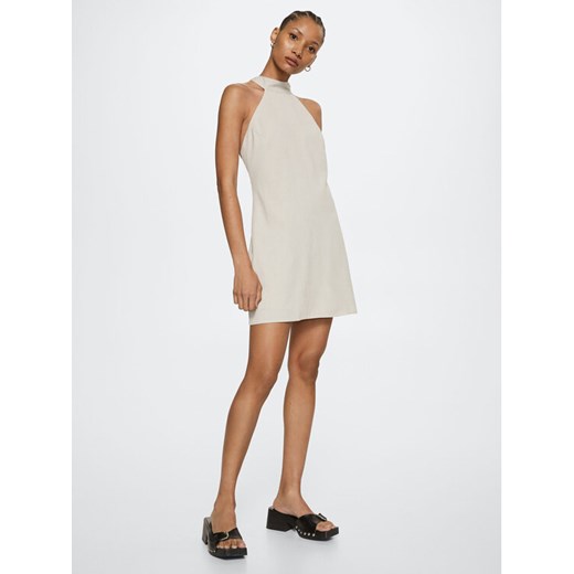 Mango Sukienka koktajlowa Catlin 37001186 Beżowy Regular Fit Mango L okazyjna cena MODIVO