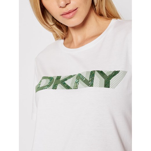 DKNY T-Shirt P0FATCNA Biały Regular Fit S MODIVO okazja
