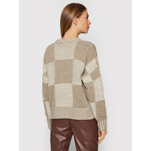 Trussardi Sweter Chequerboard 56M00461 Beżowy Relaxed Fit Trussardi S okazja MODIVO