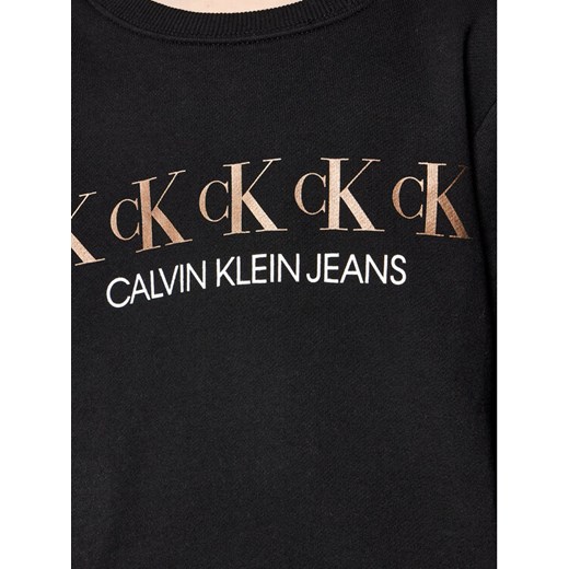 Calvin Klein Jeans Bluza Repeat Foil IG0IG00989 Czarny Regular Fit 12Y wyprzedaż MODIVO