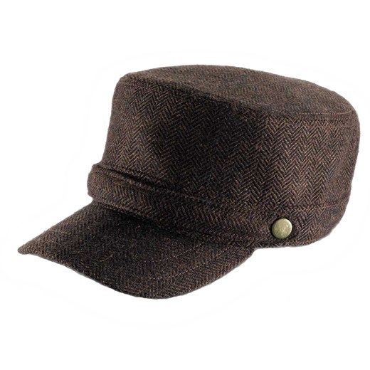 Army Herringbone Ciemny Brąz - czapka z daszkiem czapki-co czarny dopasowane