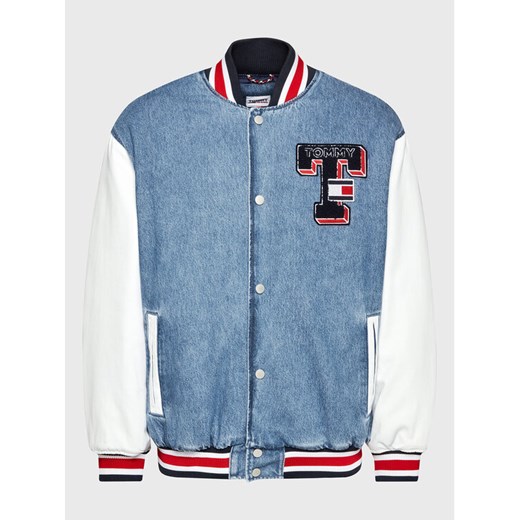 Tommy Jeans Kurtka jeansowa Letterman DM0DM14861 Niebieski Regular Fit Tommy Jeans XL okazyjna cena MODIVO