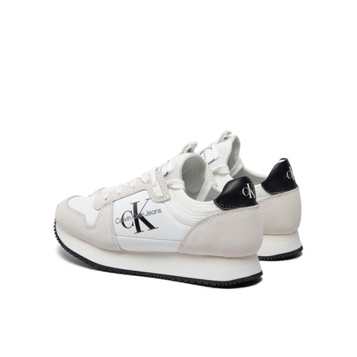 Calvin Klein Jeans Sneakersy Runner Sock Laceup Ny-Lth YW0YW00832 Biały 39 promocyjna cena MODIVO