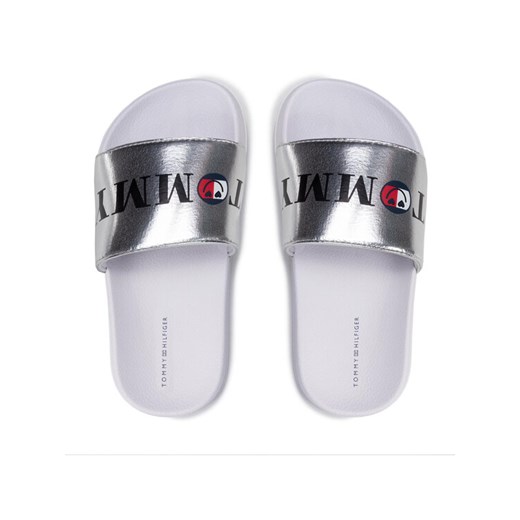 Tommy Hilfiger Klapki Smile Print Pool Slide T3A0-32194-1367 M Srebrny Tommy Hilfiger 32 okazja MODIVO