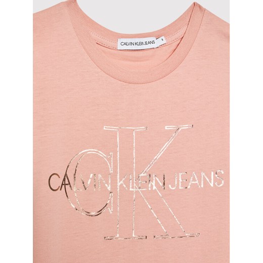 Calvin Klein Jeans T-Shirt Monogram Outline IG0IG01159 Różowy Slim Fit 12Y MODIVO okazyjna cena