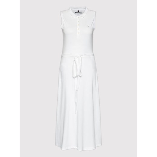 Tommy Hilfiger Sukienka codzienna F&F Midi Polo Dress WW0WW30498 Biały Regular Tommy Hilfiger XS promocyjna cena MODIVO