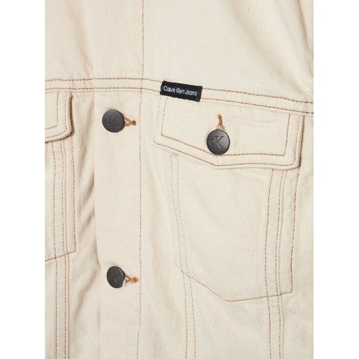 Calvin Klein Jeans Kurtka jeansowa Trucker IB0IB01228 Beżowy Regular Fit 14Y okazyjna cena MODIVO