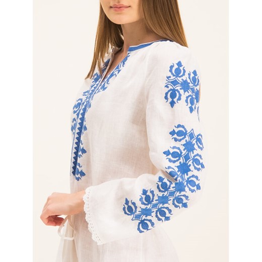 Tory Burch Sukienka plażowa Embroidered Linen Dress 54804 Biały Regular Fit Tory Burch L wyprzedaż MODIVO