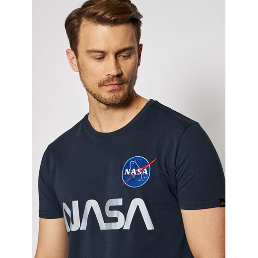 Alpha Industries T-Shirt Nasa Reflective 178501 Granatowy Regular Fit Alpha Industries S okazyjna cena MODIVO