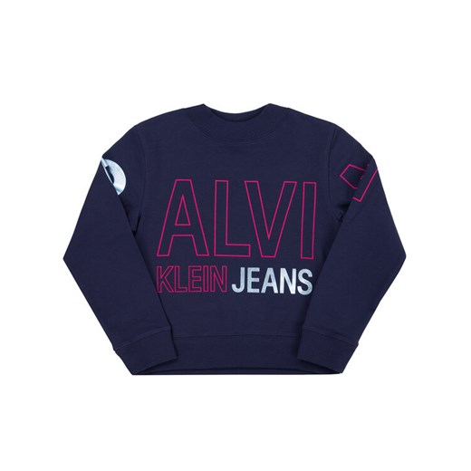 Calvin Klein Jeans Bluza Logo Foil Boxy Fit Sweatshirt IG0IG00394 Granatowy 6 wyprzedaż MODIVO